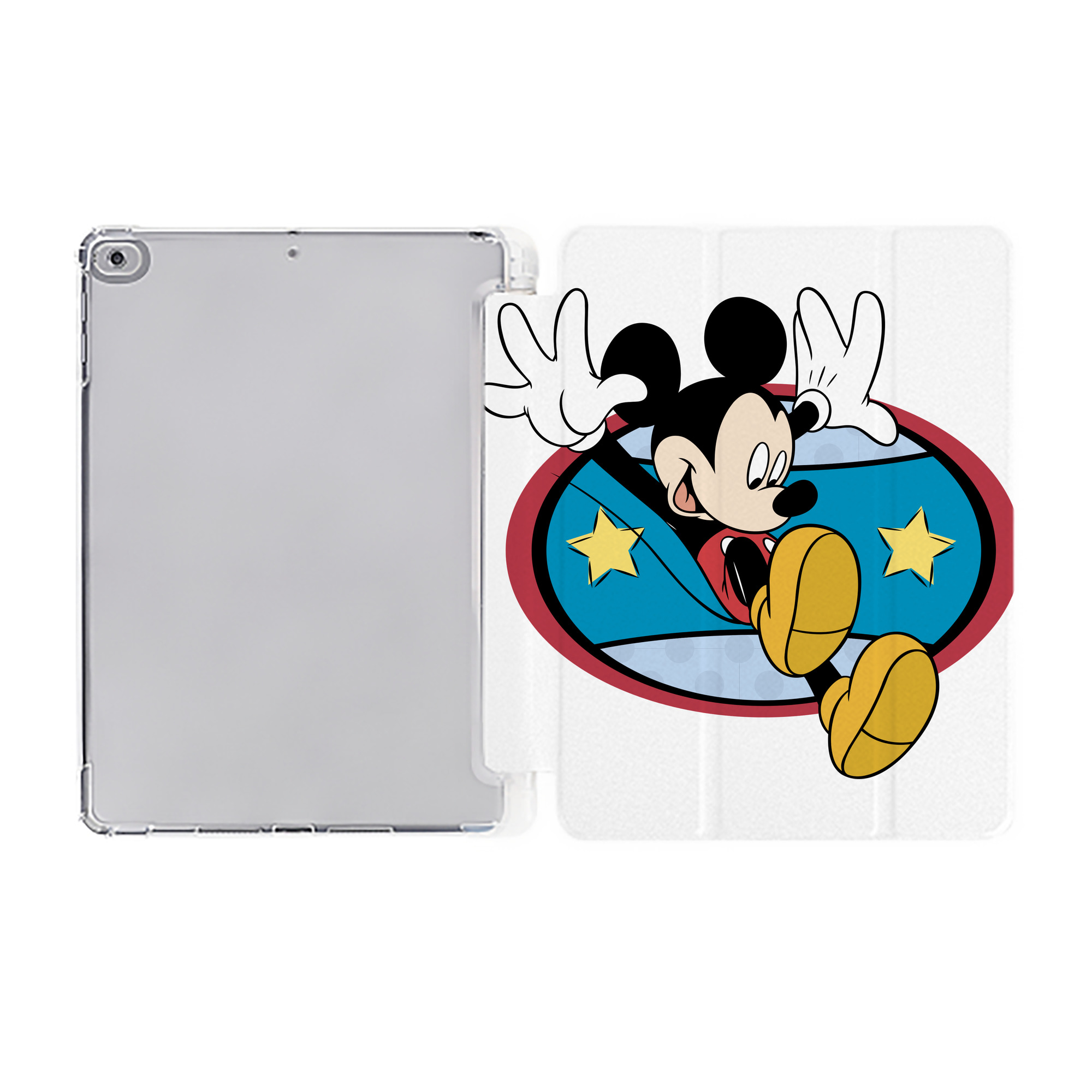 （画像用） ミッキーマウス Mickey Mouse IPad ケース ペン収納付き 三つ折りスタンド PUレザー×シリコン 対応機種9.5/10.5/10.9インチ
